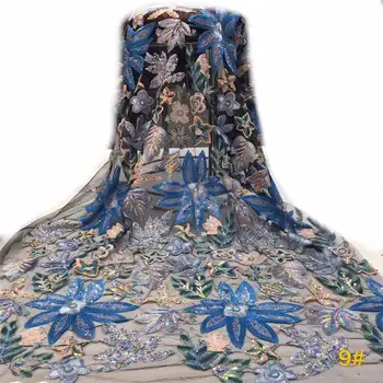 

Latest French Lace Fabric Sequins Nigerian Lace Fabric 2020 High Quality 5 Yards African Lace Fabric For Dress