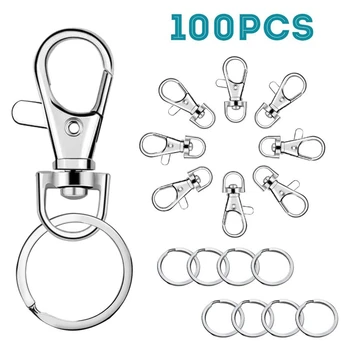 

100Pcs/Pack Alloy Lobster Clasps Hooks with Jump Rings DIY Jewelry Making Keychain Accessories