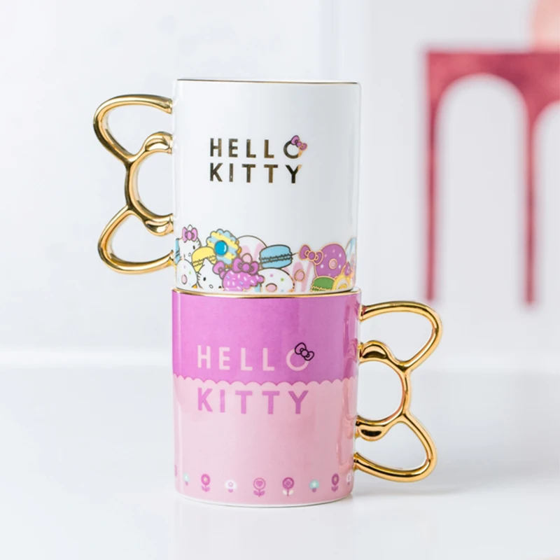 Высший сорт Kitty креативная керамическая кофейная кружка чашка с золотой ручкой