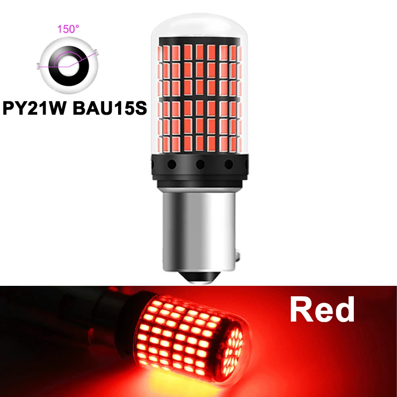 PY21W BAU15S Red 1x P21W PY21W Автомобильный светодиодный лампы Ba15s 1156 Bau15s T20 WY21W W21W 7443 высокое Мощность светодиодный сигнальный светильник Canbus без ошибок Авто фонарь заднего хода - Испускаемый цвет: PY21W BAU15S Red