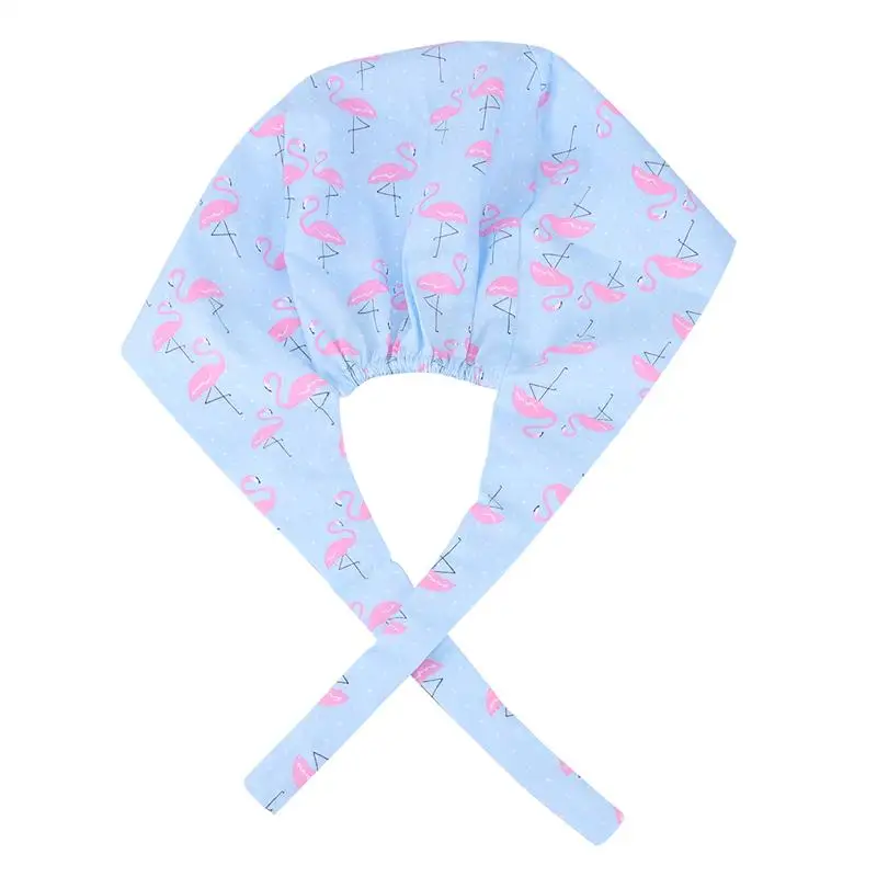 Шляпа с рисунком фламинго, практичная шапка для операционной, хлопковая, Пыленепроницаемая, для врача, медсестры, рабочая шапка для взрослых