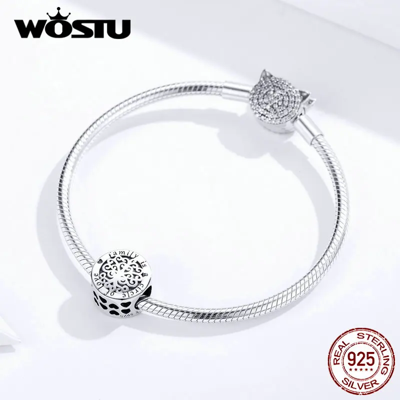WOSTU, 925 пробы, серебряные круглые бусины, семейный круг любви, подвеска, подходит к оригинальному браслету, подвески, серебро 925, ювелирное изделие, FIC1324