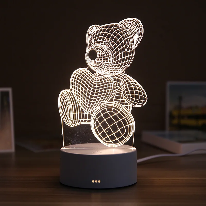

3D LED Table Lamp Resin Night Light Cute Bear LOVE Castle Table Light ABS+Resin Multi-design Gift Lamp for Children Bedroom