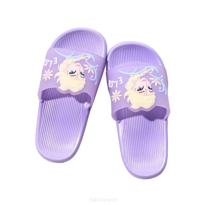Los niños congelados Elsa zapatillas para niñas 2021 nuevos niños de verano Sandalia de PVC Fondo suave zapatos de bebé baño zapatillas Flip Flops