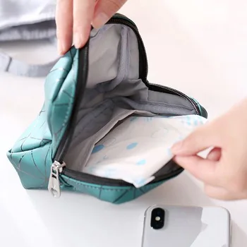 

New Women Sanitary Napkin Storage Bag Portable Travel Storage Key ID Coin Bag Lipstick Bags Zipper Wallet