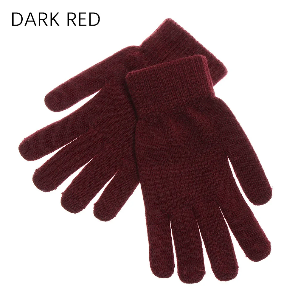 Зимние модные перчатки с сенсорным экраном для женщин и девушек, милые шерстяные вязаные рукавицы с рисунком кота для девочек на Рождество - Цвет: Dark Red