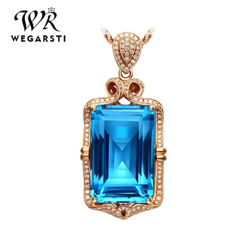 

WEGARSTI Natural Amethyst Pendant Necklace 925 Sterling Silver Gemstone Statement Necklace Women silver 925 Jewelry With Chain