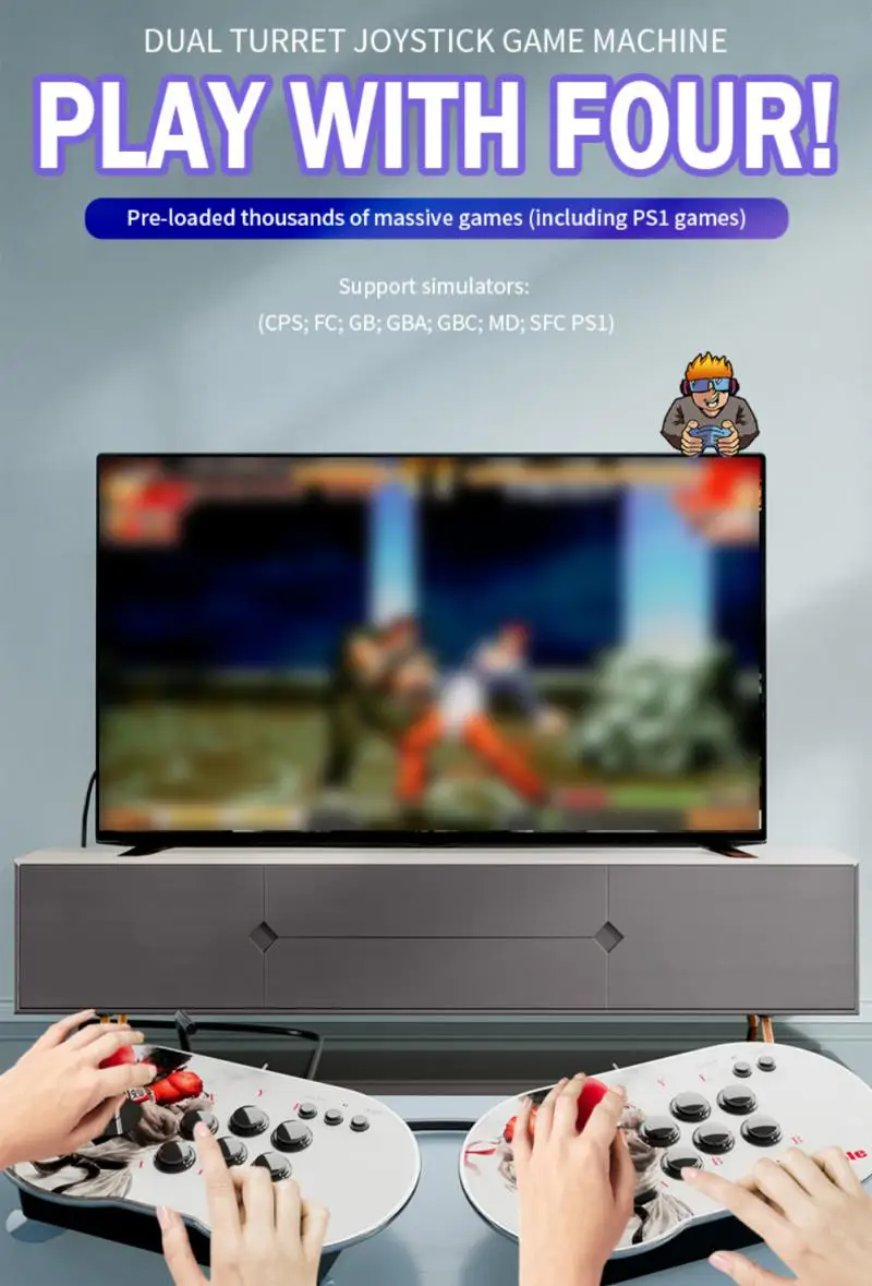 Handheld 3D Arcade Joystick TV Video Console Built-in 10000 Games 3D Arcade Electronic Game Console Suitable For MAME/FC/GB/GBA