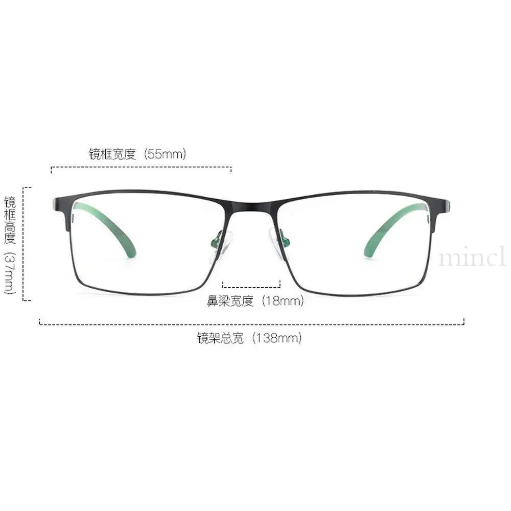 Mincl/new Metal Square Frame Men's Business Sun Photochromic Full Frame Glasses Frame Optical Prescription Reading Glasses NX