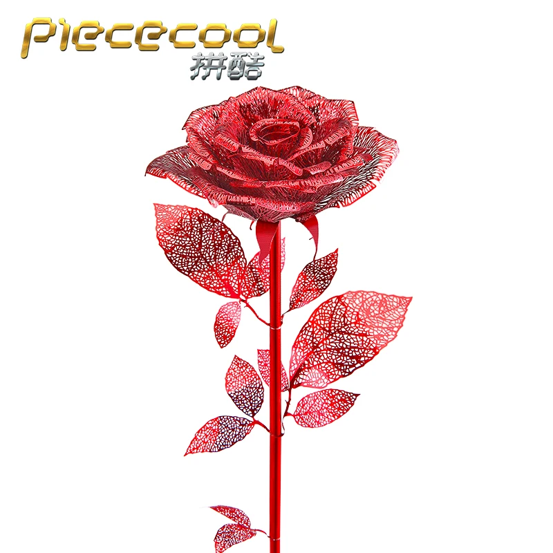 Piececool Romantic Rose 3D metal puzzle  Assembly metal Model kit DIY 3D Laser Cut Model puzzle toys for children Lover Gift 4