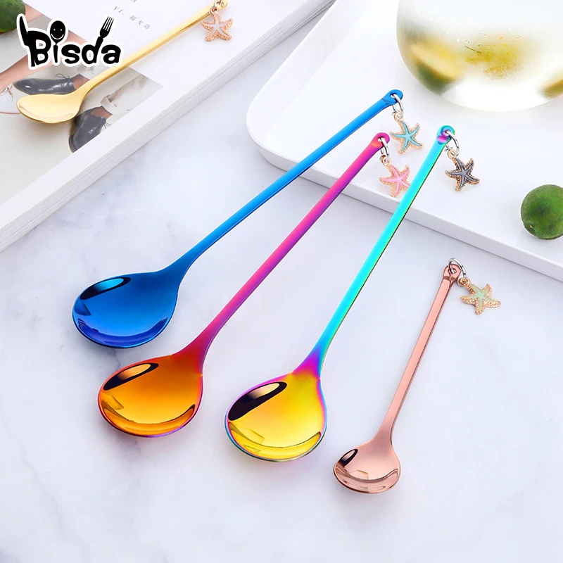 1Pc Coffee Spoons Stainless Steel Spoon for Dessert Cake Fruit Creative