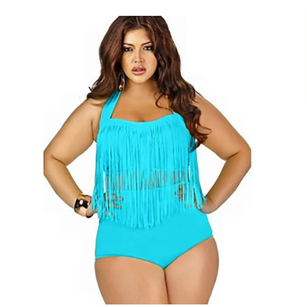 

Women Large Size Beachwear Solid Color High All Seasons Casual Beach, Vacation, Swimming Waist Split Swimsuit