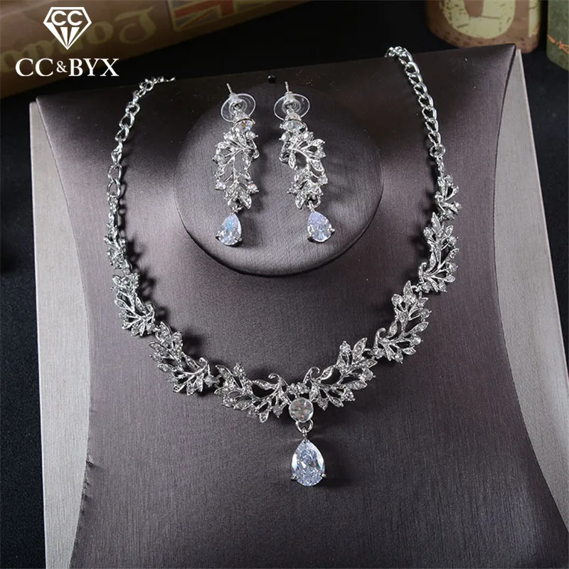 CC Jewelry Set Necklace Clip Earring Pendant Women's Earrings Wedding