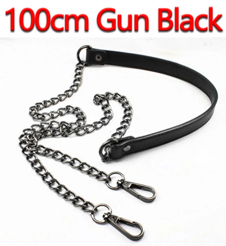 100cm Gun Black Сменный ремешок для сумки на плечо DIY 60 см-160 см, черная ручка из искусственной кожи «сделай сам» с золотыми, серебряными, темно-красными, бронзовыми металлическими цепочками - Цвет: 100cm Gun Black