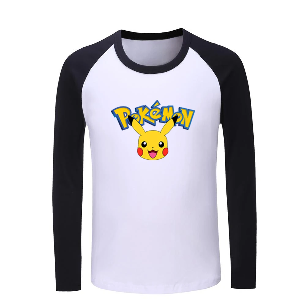 Детские футболки с рисунком покемона покебол PIKACHU Детские футболки с рисунком топы с длинными рукавами для мальчиков и девочек, рождественский подарок - Цвет: JeKCB582C