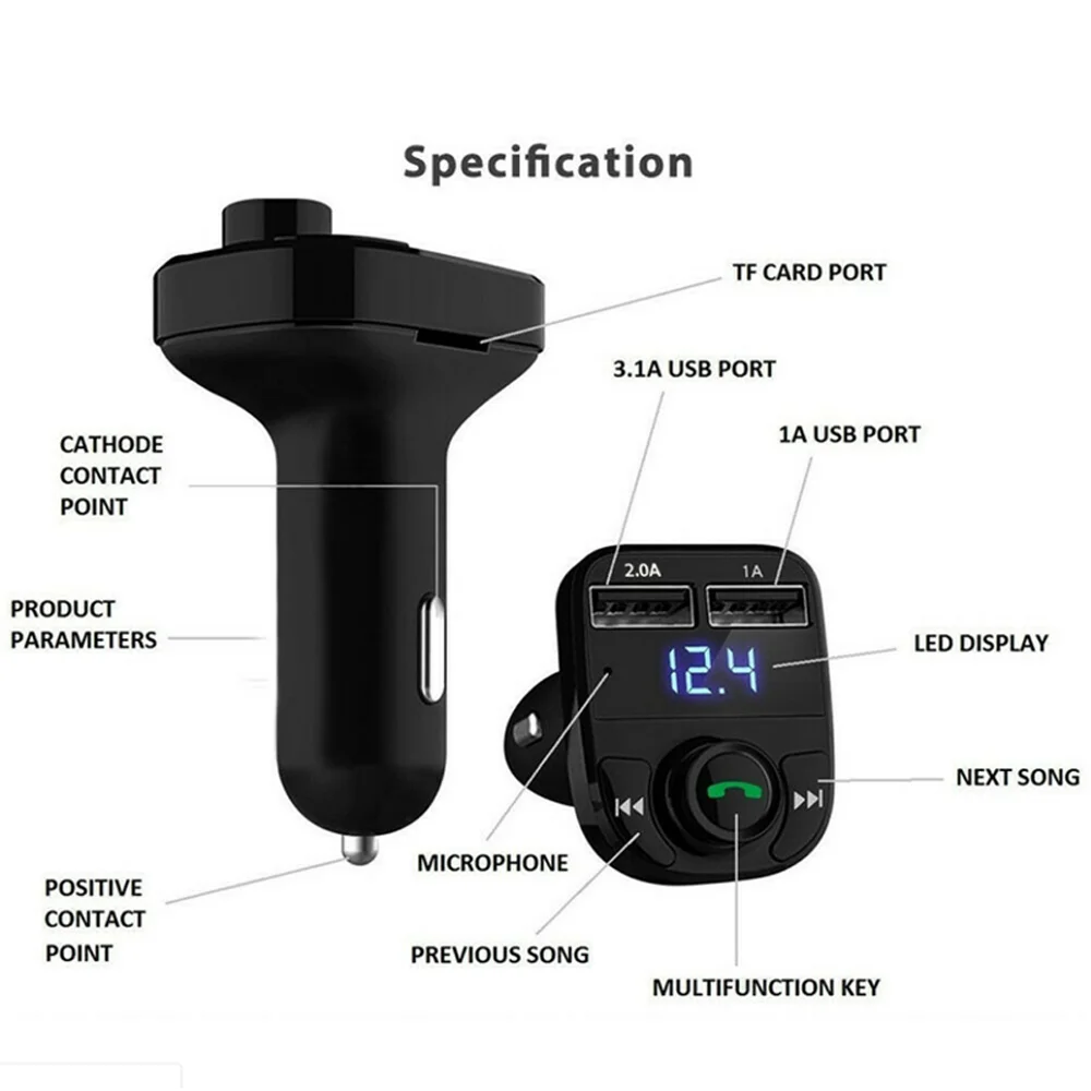 Беспроводной Bluetooth автомобильный комплект свободные руки fm-передатчик MP3-плеер двойной USB зарядное устройство