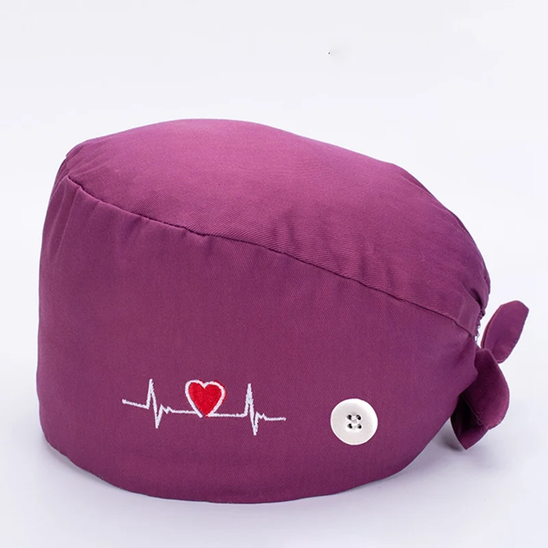Fashion Floral Surgical Cap Doctor Hat Nurse Printin Solid Color Embroidery Operating Room Medical Women Operating Room Hat 3