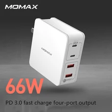 MOMAX Новое PD четырехпортовое быстрое зарядное устройство двойной PD+ двойной QC3.0 в одном до четырех 66 Вт четырехпортовое быстрое зарядное устройство Совместимость с несколькими портами