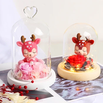 

New Design Elk Eternal Rose LED Night Light Beauty And The Beast Rose For Christmas Decorations For Home Christmas Day Gift