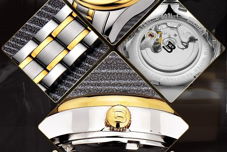 Парные часы Мужские автоматические механические часы Бингер люксовый бренд женские модные часы бизнес часы