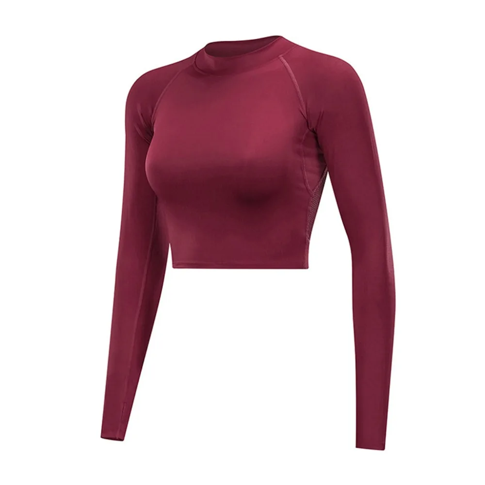 High Quality Blusas Feminina Shirt Women's Pure Color Long Sleeve Tight Fitness Running Yoga Jacket Tops Camiseta Muje