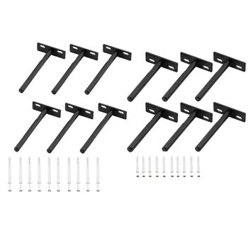 

HTHL-6Pcs Floating Shelf Brackets Concealed Blind Shelf Support for Raw Wood Shelves