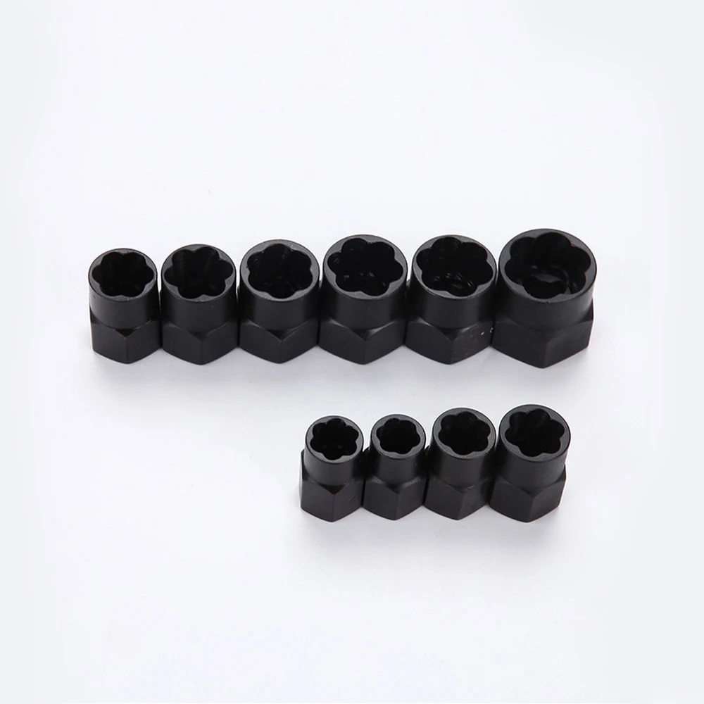 10PCS 9-19mm Nut and Bolt Extractor Damaged Nut and Screw Remover Removal Tool Black Thread Tool Kit with 2 Styles