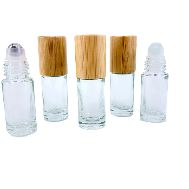 5ml Essential Oil Bottle Stainless Steel Roller Bottle Lip Gloss Packaging Eye Gel Roller with Natural Bamboo Lid 20pcs P272 20pcs set natural