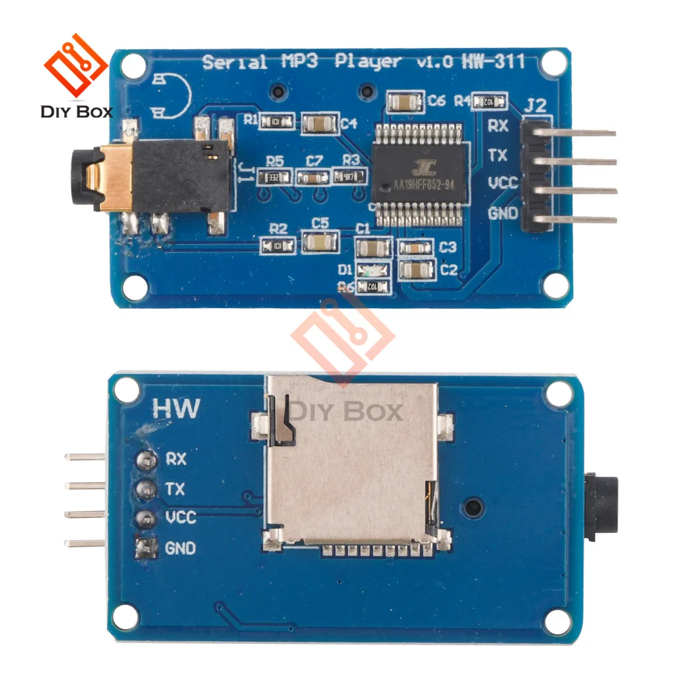 YX5300 MP3 Player Module Wav Format Music Player Voice Serial Port Control Music Module TF Card Slot