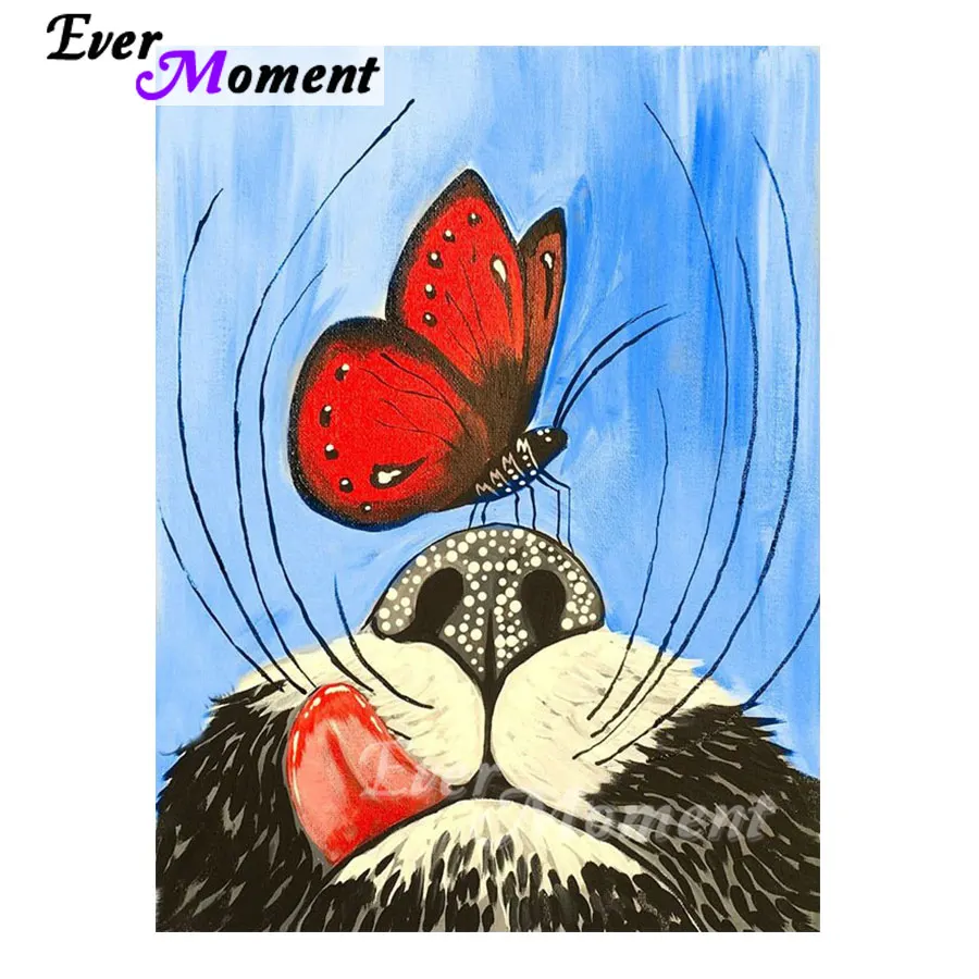 Ever Moment алмазная живопись Вышивка Бабочка кошка мультфильм полный квадрат дрели