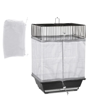 

Universal Birdcage Cover Bird Seed Guard Catcher Adjustable Drawstring Bird Cage Skirt Mesh Net Cover Bird Seed Catcher