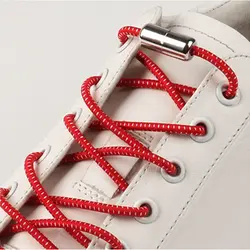 1 пара/Новые эластичные шнурки Светоотражающие металлический наконечник шнурки круглые без галстука шнурки удобно быстро замок шнуровка