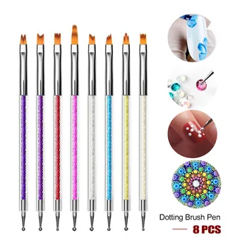 

Nail Double Crystal Point Brush Pen Professional Nail Painting Tool Sets Painting Drawing Carving Pen UV Gel Manicure Tools L427