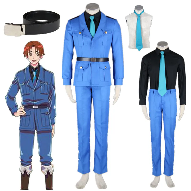 Аниме Косплей осей Powers Hetalia Италия Синяя Униформа Костюм Хэллоуин | Тематическая