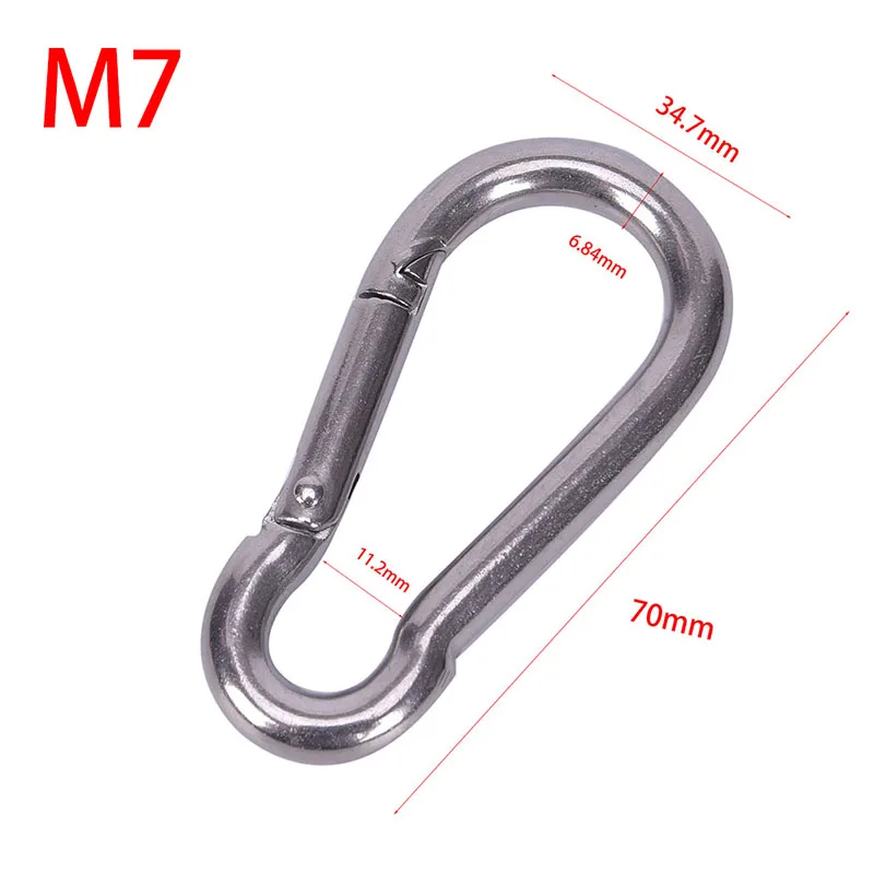 304 Stainless Steel Spring Carabiner Snap Hook Keychain Quick Link Lock Buckl F~