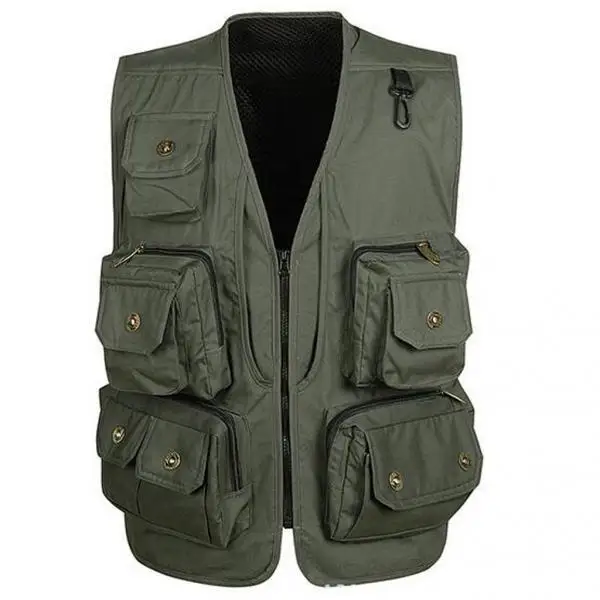 

Removable Multi Pockets Jacket Mesh Vest For Fly Fishing Hunting Green XXL