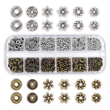 

300 Pieces of 6 Retro Silver Bronze Spacer Beads, Metal Washers, Jewelry Accessories, Used for Making Bracelets, Necklaces and J