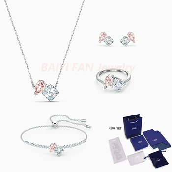 

2020 Fashion SWA New ATTRACT SOUL Set Of Two Dazzling White And Rose Red Crystal Jewelry Female Elegant Romantic Set Gift