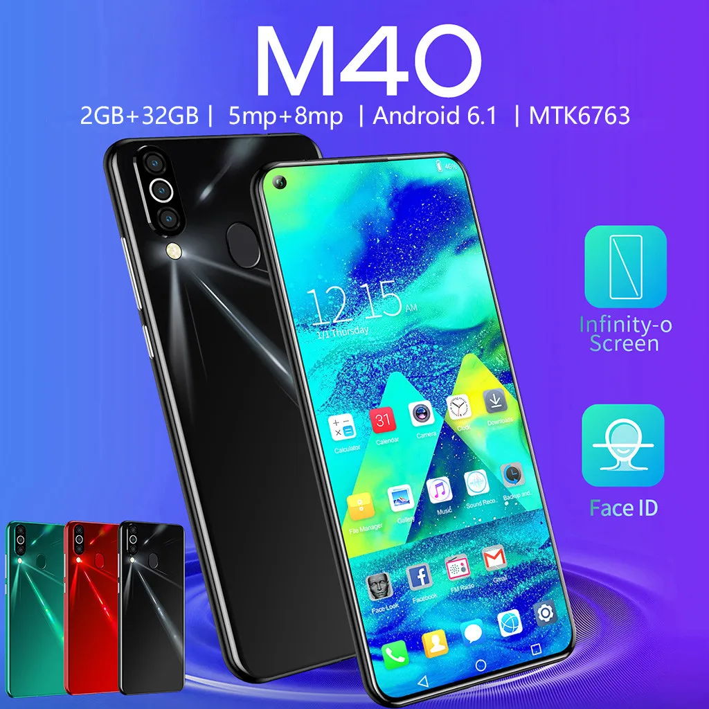 M 40 четырехъядерный 6,6 дюймов HD камера Android 6,1 2G+ 32G gps 3g мобильный телефон для звонков UK профессиональный модный смартфон