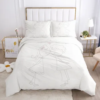

Quilt Covers Pillowcase Bedding Set White Duvet Cover Sets Comforter Case Linen Bed Twin Double Size 3D Cartoon Kids Bedclothes