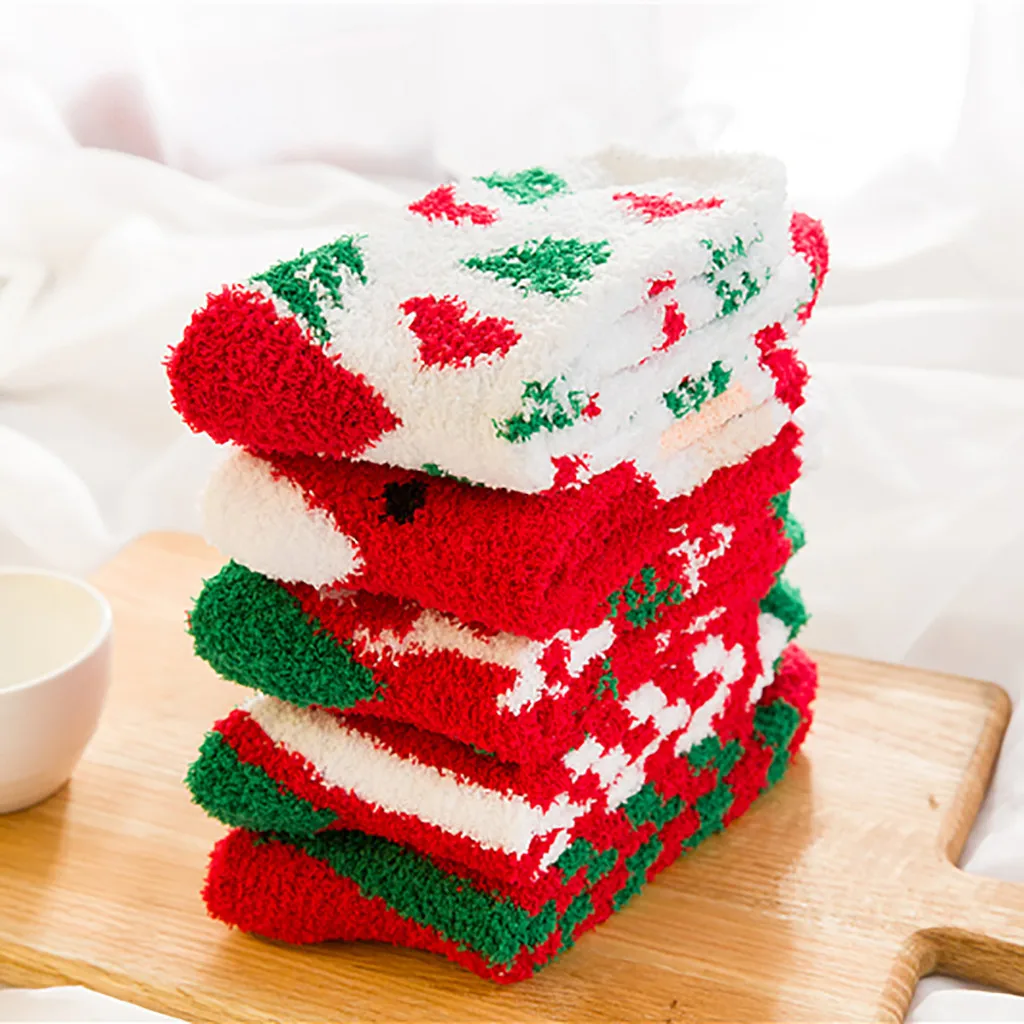 Новые мужские и женские удобные теплые зимние домашние мягкие носки-тапочки рождественские носки для сна чулки 03