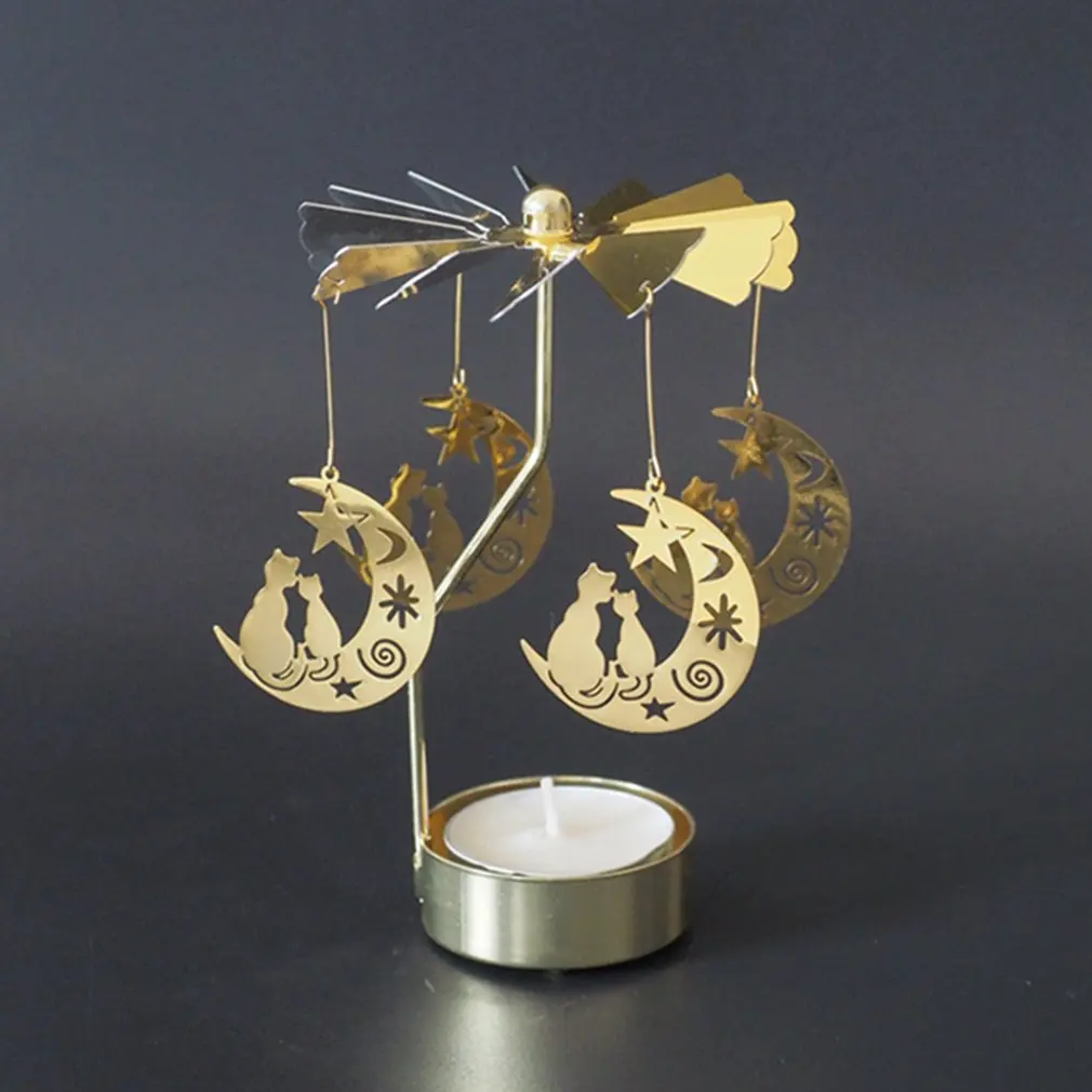 

Cat Moon Rotation Candlestick Butterfly Candle Holders Tea Light Holder DIY Party Table Desk Decor Candle Stand