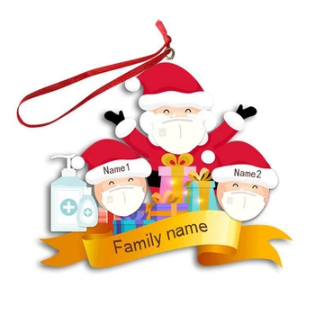 

Personalized Name Christmas Ornament Kit With Mask 2020 Quarantine Survivor Family Christmas Decorating Kit Creative LXY