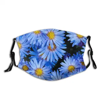 

Dust Mask With Filter PM 2.5, Blue Daisy Flowers Mouth Cover Reusable Protection Dust Washable Masks