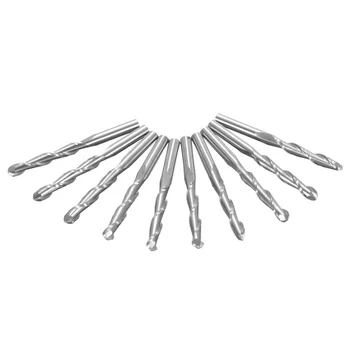 

10PCS/Set 38mm 1/8\\'\\' 2 Flutes Carbide Ball Nose End Mills CNC Engraving Bits New