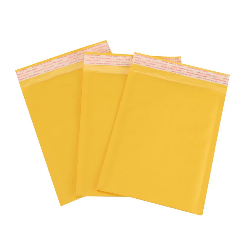10X 160*220+40mm Kraft Bubble Bag Padded Envelopes Mailers Shipping Yellow@@NNRQ 