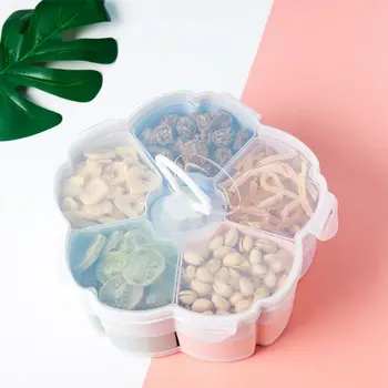 

Portable Colorful Flower Design Double-deck Rotary Box For Fruit Snack Candy Food Container Storage Bins