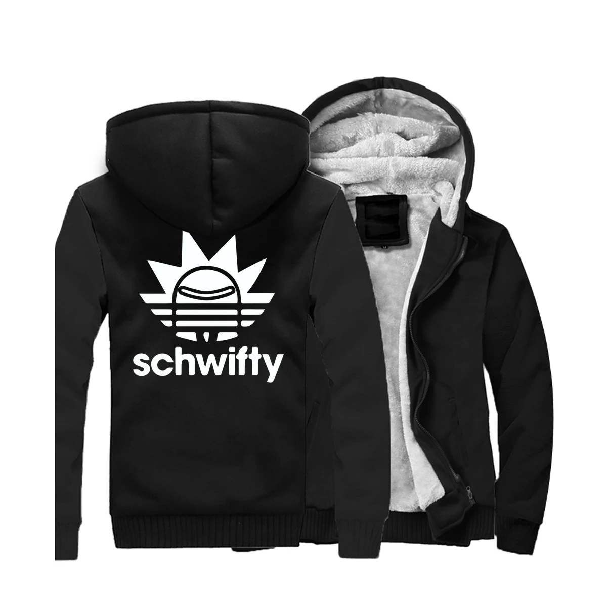 Толстые зимние флисовые куртки мужские толстовки Рик и Морти Schwifty худи в стиле аниме теплые куртки Harajuku спортивная одежда пальто уличная одежда - Цвет: Black 5