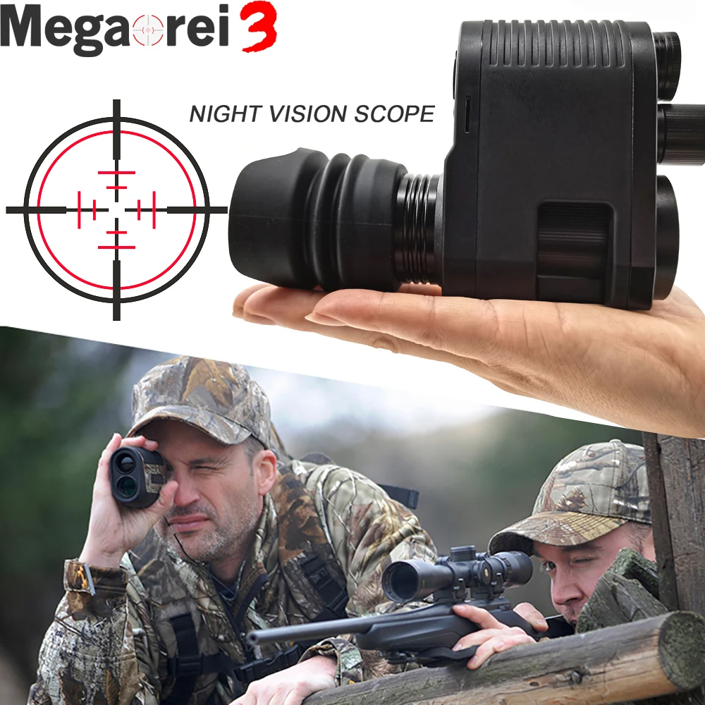 Hunting Trail Camera Trail Camera Megaorei 3 Night Vision Rifle Scope HD720P Video Record Photo Taking NV007 Hunting Optical Sight Camera 850nm Laser Infrared IR