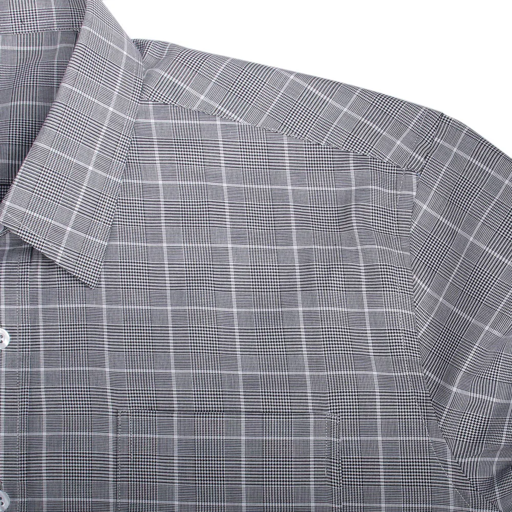 Custom MADE 100% COTTON Glen Plaid Dress Shirts, BESPOKE Casual TAILORED Black White Glen Check Mens Dress Shirts 2020 Chemise